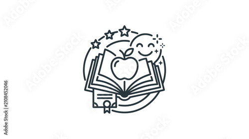 Education Icon With Apple Book.