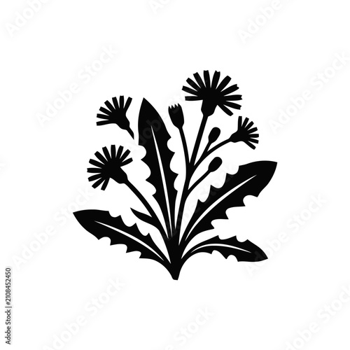Stylized Dandelion Flower Silhouette Vector Illustration