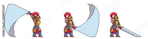 Konstfotografi Pixel art paladin knight animation sprite sheet for 2D games