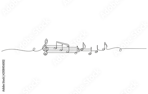 Note vector icon, Continuous one line drawing abstract music note.