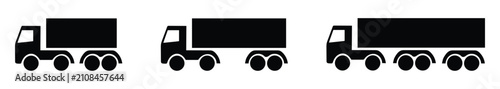Photos Cargo Delivery Truck Icon Set for Freight Shipping Logistics and Transportation