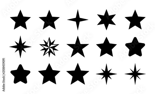 Bild auf Leinwand 70 Diverse Star Icons Collection, Vector Graphics Set: Simple, Geometric, and Or