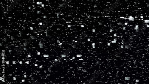 Dynamic screen footage with glitch effects, featuring distortion and digital artifacts.