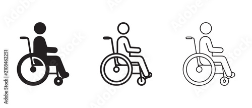 wheelchair icons with different line styles for accessibility and disability awareness designs