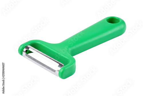 Bild auf Leinwand Green Handle Vegetable Peeler with Stainless Steel Blade for Kitchen Use