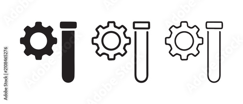 gear and screw icon set with varying line weights for technical and engineering design projects