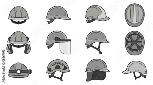 Картината върху платно Variety of Hard Hat Safety Helmets.
