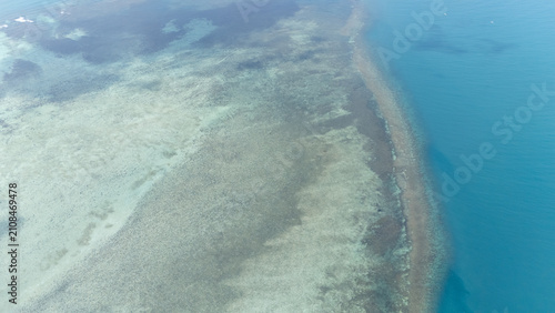 Aerial view of the coast and sea in Kotabaru, South Kalimantan.