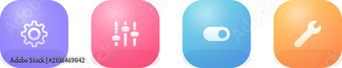 Foto Colorful settings icon set for app or website customization