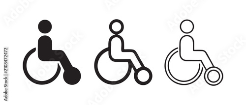 wheelchair accessibility icons showing different styles of disabled person symbols on transparent background