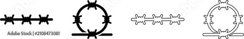 фотографія Barbed wire icons representing security and boundaries