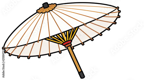 Simple Vector Illustration of a Japanese Traditional Paper Umbrella (Wagasa)