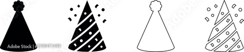 Foto Collection of four festive party hats with confetti and pom-poms