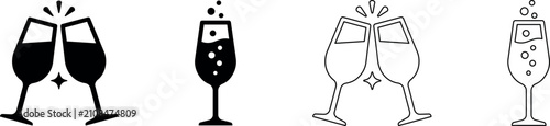 Fotografía Celebratory wine glasses clinking graphic icons for festive occasions