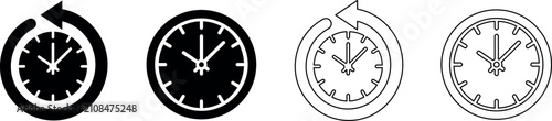 Canvas Print Clock with circular arrow icon representing time loop or repeat function