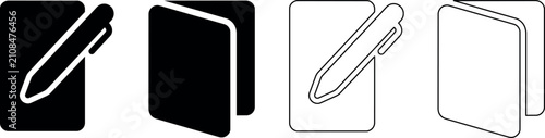 Quadro su tela Simple icons representing a notebook and pen for writing or note-taking