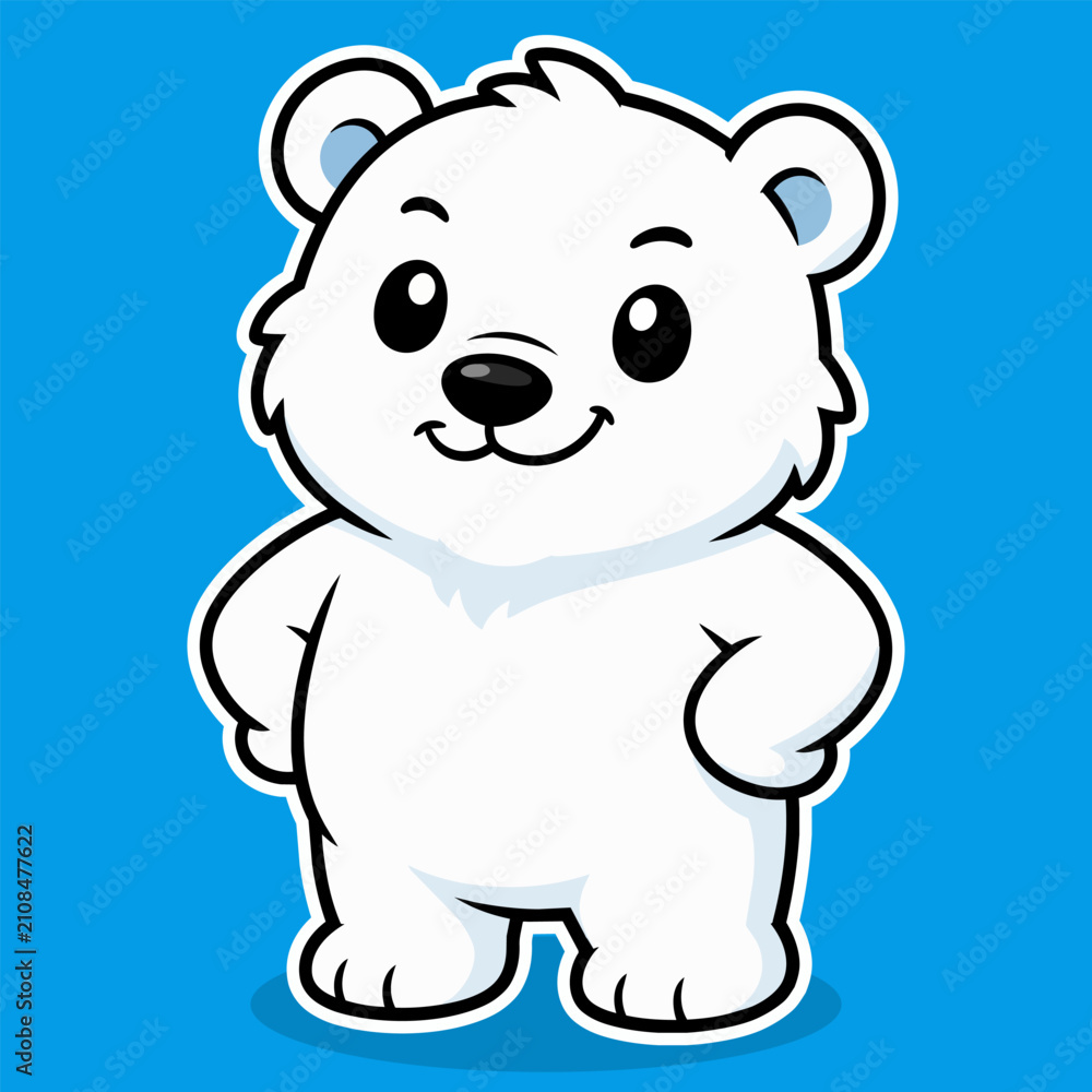 Fototapeta premium Cute Standing Polar Bear Illustration 