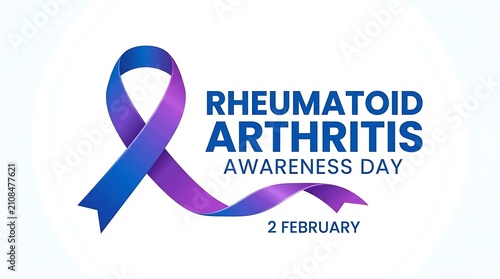 Foto Graphic design for rheumatoid arthritis awareness day with blue purple ribbon