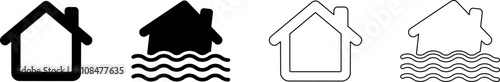 Fotografija Set of house icons representing flood and water damage risks