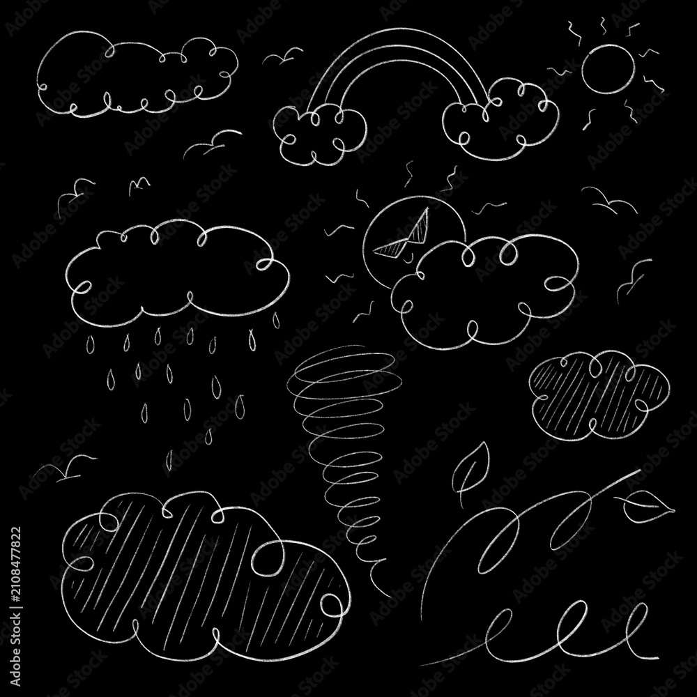 Obraz premium Black and white forecast weather doodle