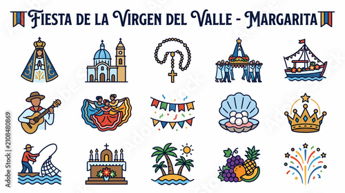 Fiesta Virgen del Valle Margarita Icons & Symbols