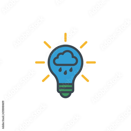 Lightbulb icon containing raining cloud