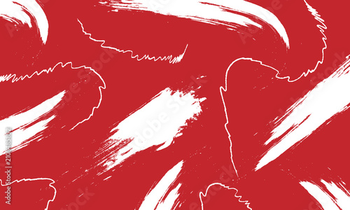 Abstract red grunge brush stroke background texture with dynamic paint splashes