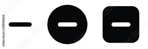 Schilderij op canvas Minimize button icons featuring minus and collapse symbols in outline and solid