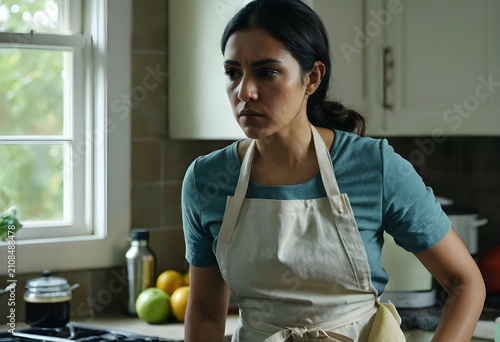 Concentrated woman cooking ...