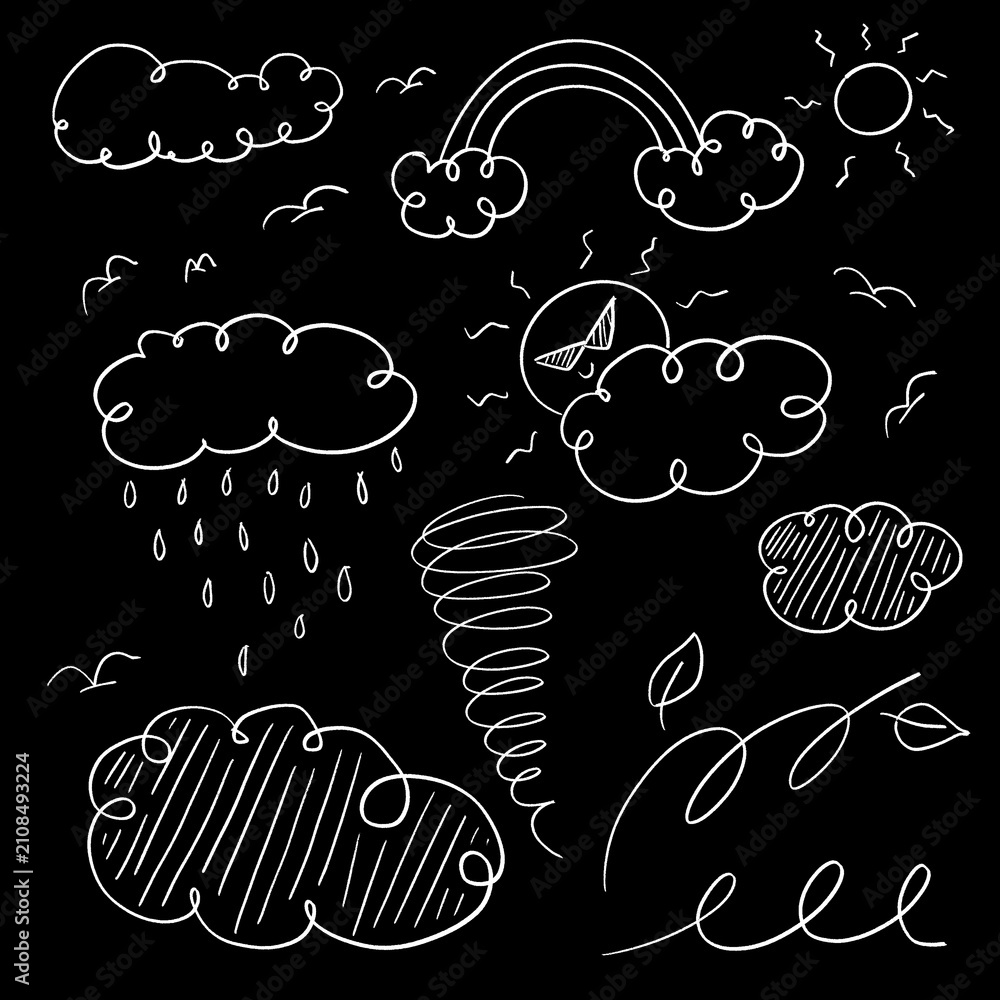 Obraz premium forecast vector illustration of a set of hand drawn doodles