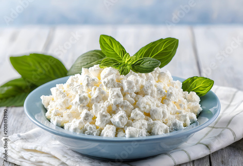 Close-up of cottage cheese ...