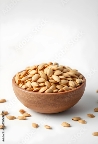 wooden bowl filled with pum...