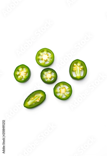 Five sliced jalapeno pepper...