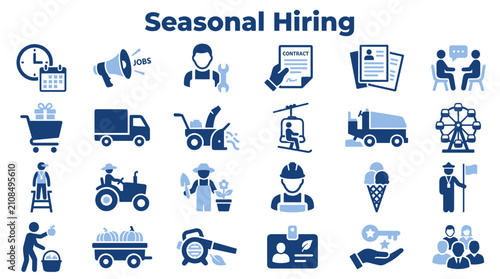 Photos Seasonal hiring and temporary job opportunities collection with diverse industry