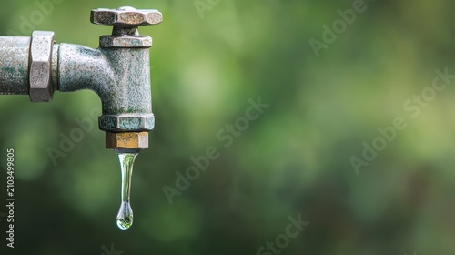 Water faucet dripping, water conservation, precious resource