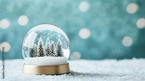 Winter snow globe glitter, swirling flakes, clear glass,
