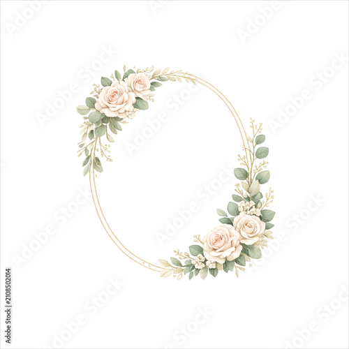 Elegant wedding floral frame vector with roses