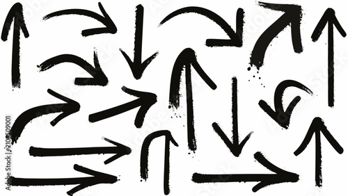 Konstfotografi Collection Of Black Graffiti Arrows On A White Background A Dynamic And Directio