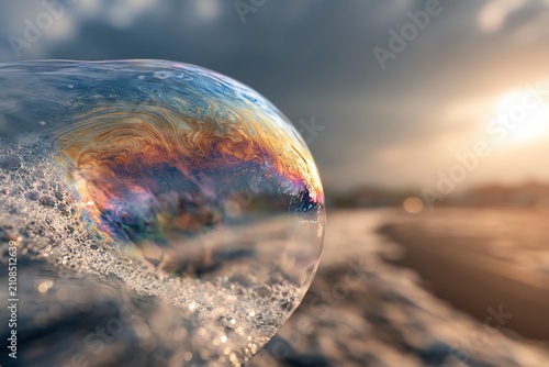 Sunset Reflection in Soap Bubble