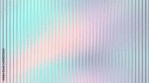 Iridescent vertical fluted glass texture background.