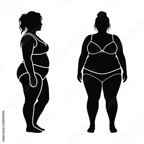 Overweight Woman Wearing Underwear Vector