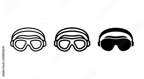 Fotografie Swimming Goggles Icons, Water Sports Gear Vector Set, Aquatic Headwear Symbols