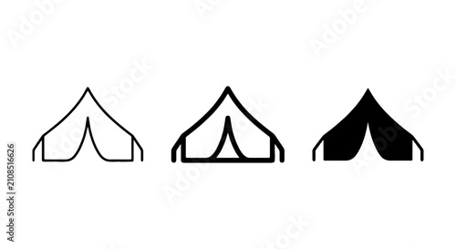 Foto Camping Tent Icons, Outdoor Shelter Symbols, Vector Graphics for Adventure and R
