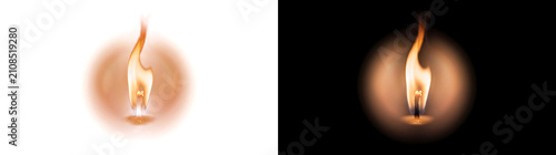 Quadro su tela Flame creates a realistic burning wick for PNG, Transparent and Black Background