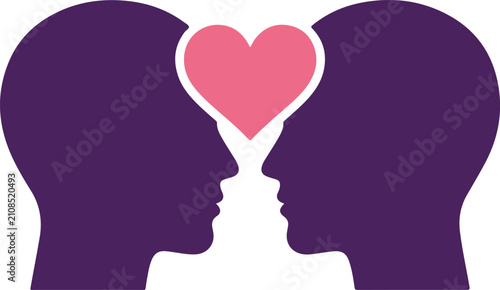 Emotional Intelligence Mental Health Heart Profile Vector Icon For Therapy Logo