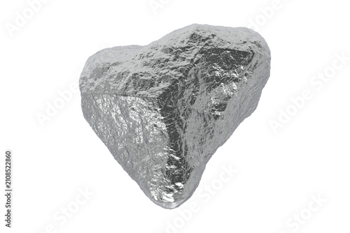 Fotografía A textured, metallic-silver nugget in a heart shape, symbolizing wealth and rari