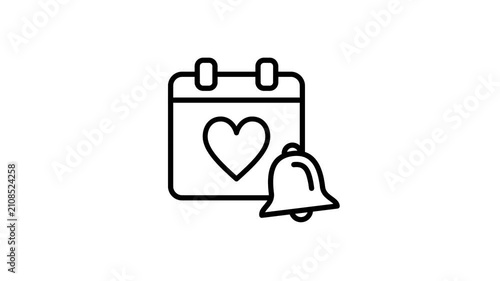 Event reminder calendar animated icon. Time, date, month for wedding agenda, planner, ceremonial, appointment schedule alert. 4K video with alpha channel