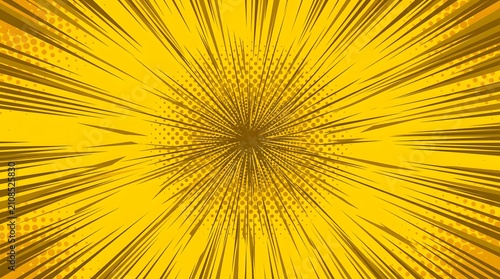 Comic book style explosion background in golden yellow tones