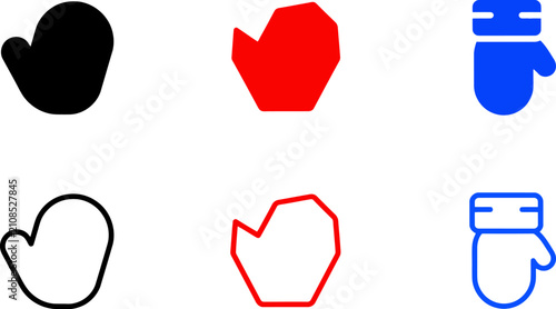 Foto Colorful mittens icons in various styles isolated on transparent background