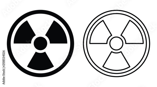 Foto Radioactive symbol silhouettes on a white background vector illustration